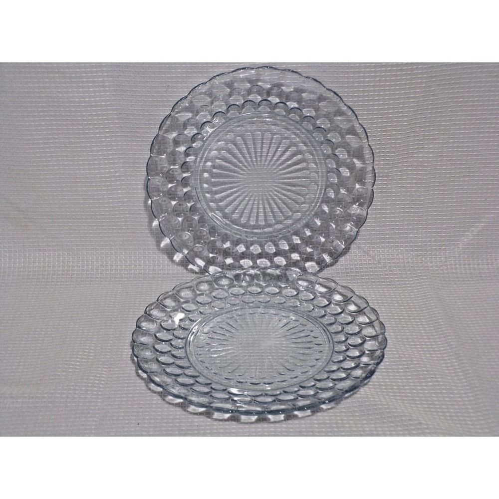 Anchor Hocking Sapphire Blue Depression Bubble Glass Plates Set of 2